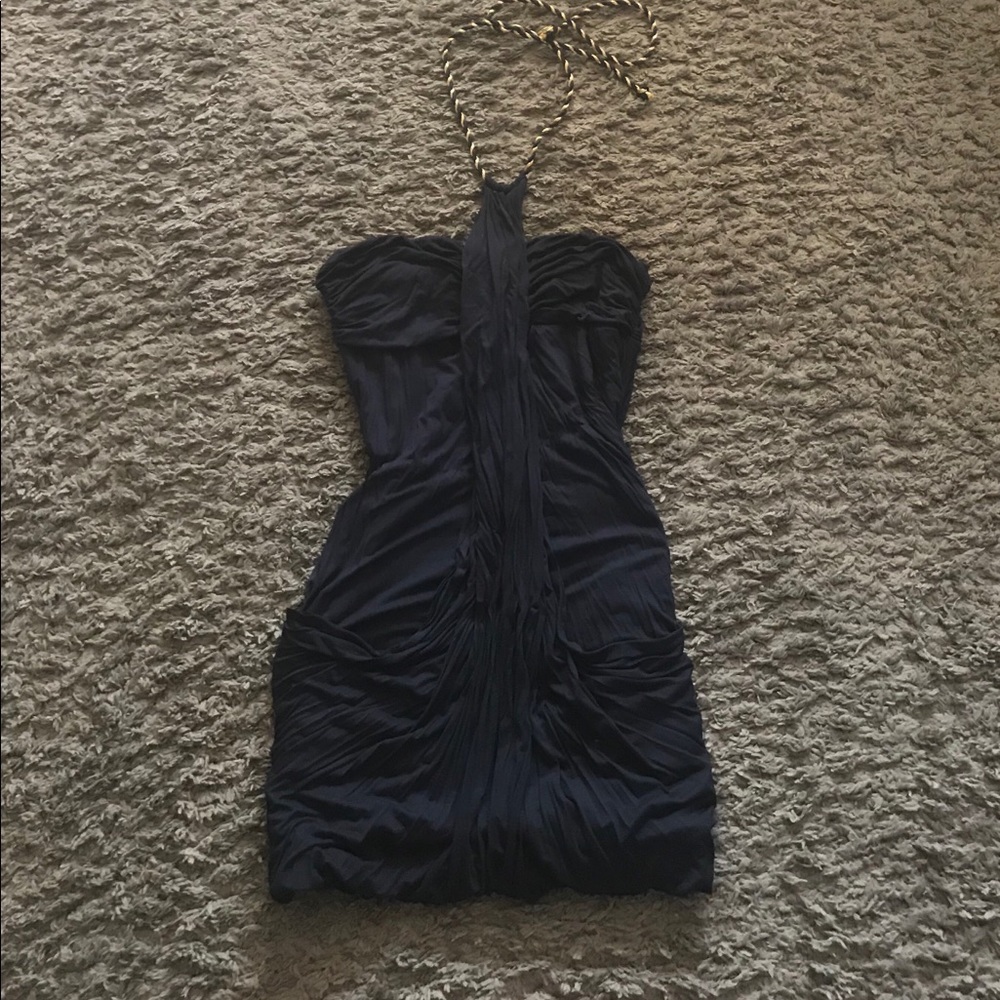 Navy Blue Cocktail/Party Dress-Navy Blue